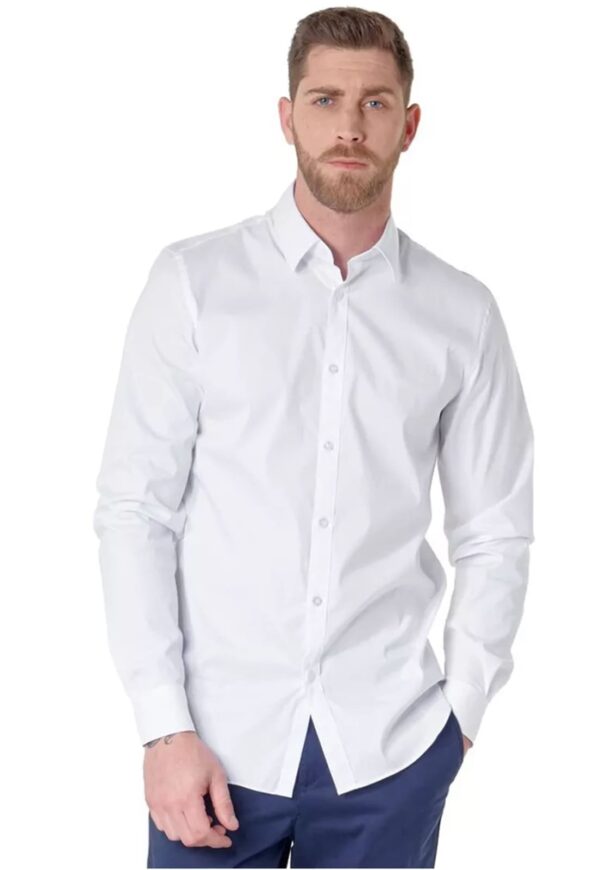 Camisa Social Masculina Manga Longa Branco Jordhan