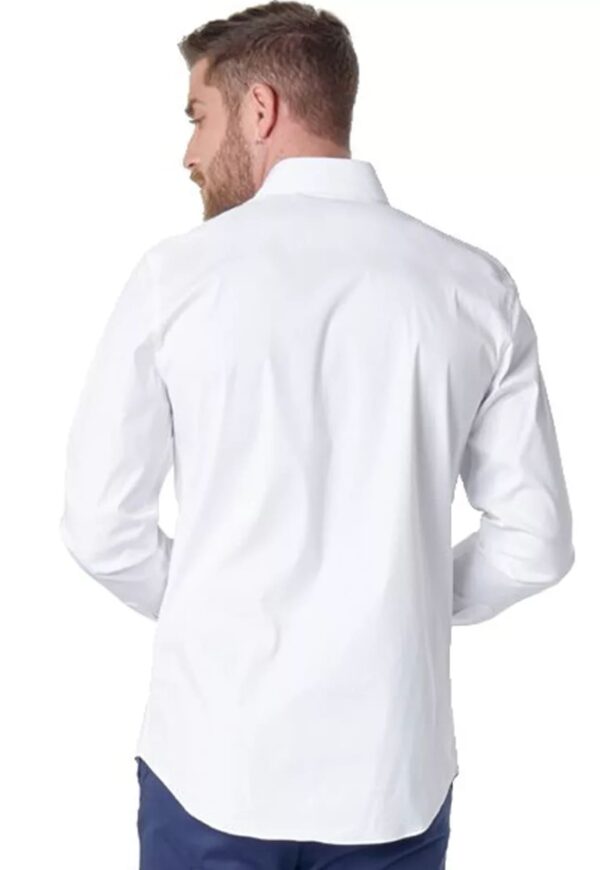 Camisa Social Masculina Manga Longa Branco Jordhan - Imagem 2