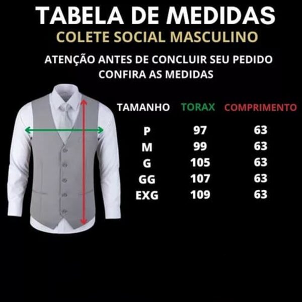 Colete Social Masculino Slim Fit Casual Clássico Oxford Jordhan - Imagem 7