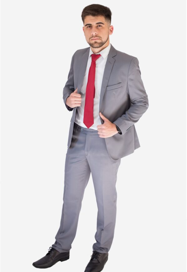 Terno Masculino Slim Cinza Chumbo em Poly Gabardine Jordhan - Imagem 4