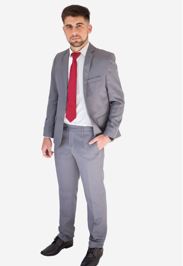 Terno Masculino Slim Cinza Chumbo em Poly Gabardine Jordhan - Imagem 3