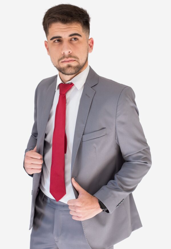 Terno Masculino Slim Cinza Chumbo em Poly Gabardine Jordhan