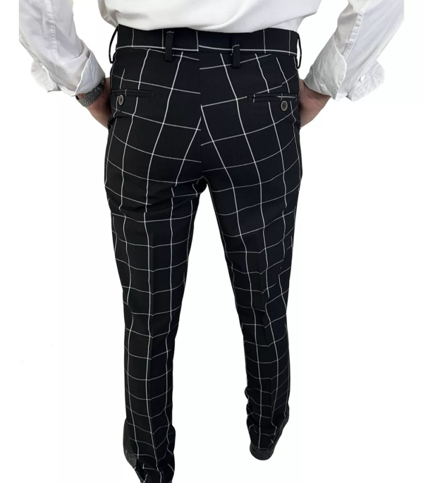 Terno Slim Masculino Poliviscose Xadrez Preto Jordhan - Imagem 5