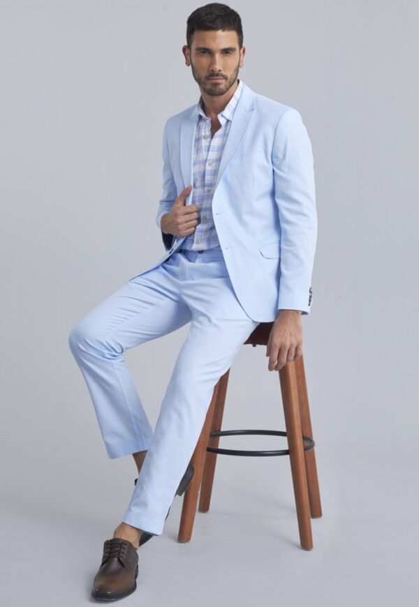 Terno Slim Masculino Gabardine Azul Bebê Jordhan