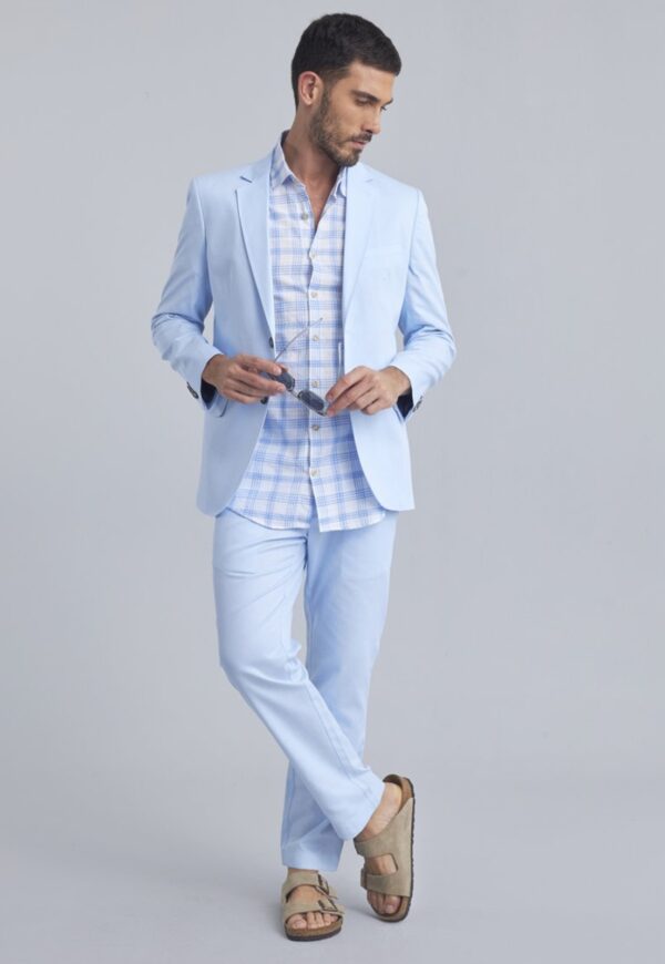 Terno Slim Masculino Gabardine Azul Bebê Jordhan - Imagem 2