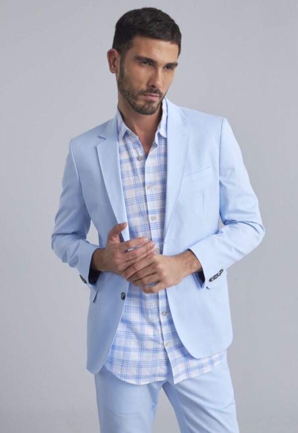 Terno Slim Masculino Gabardine Azul Bebê Jordhan - Imagem 3
