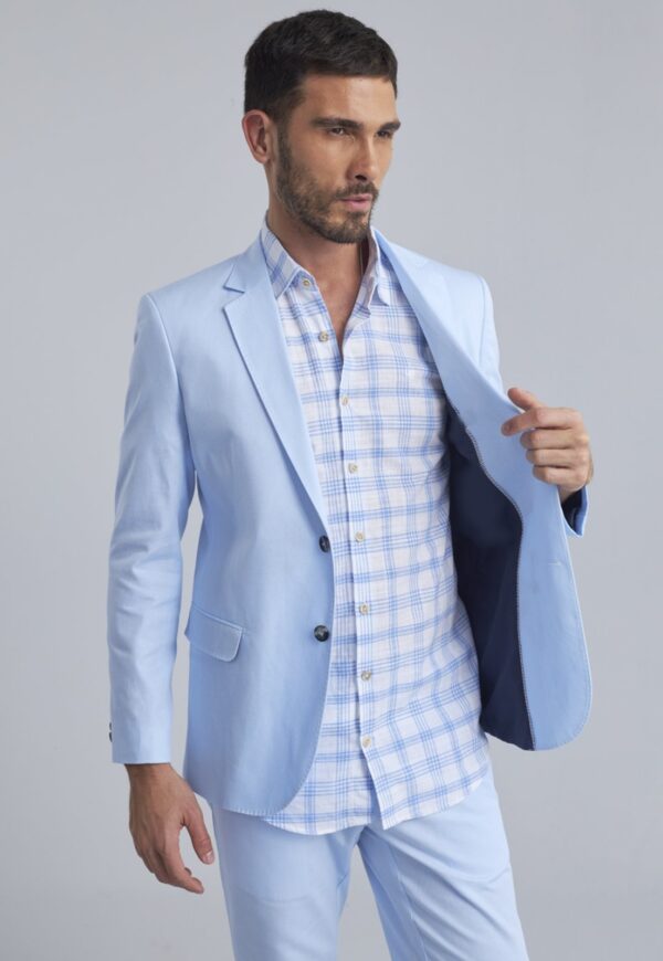 Terno Slim Masculino Gabardine Azul Bebê Jordhan - Imagem 5
