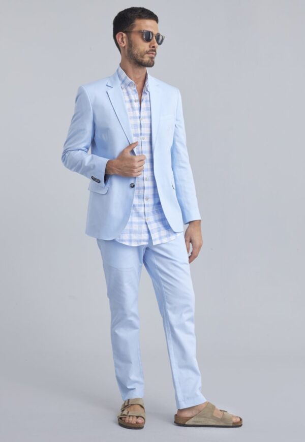 Terno Slim Masculino Gabardine Azul Bebê Jordhan - Imagem 6