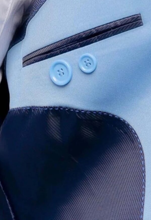 Terno Slim Masculino Gabardine Azul Bebê Jordhan - Imagem 8
