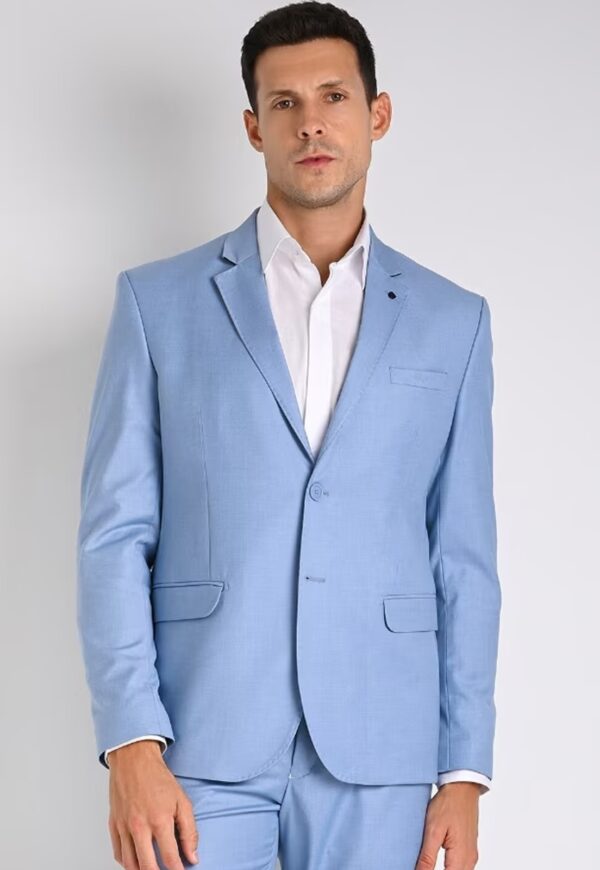 Terno Slim Masculino Gabardine Azul Serenity Jordhan - Imagem 2
