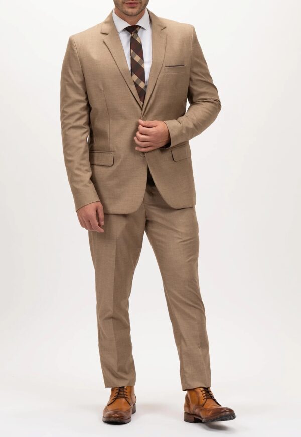 Terno Slim Masculino Gabardine Marrom Jordhan - Imagem 2