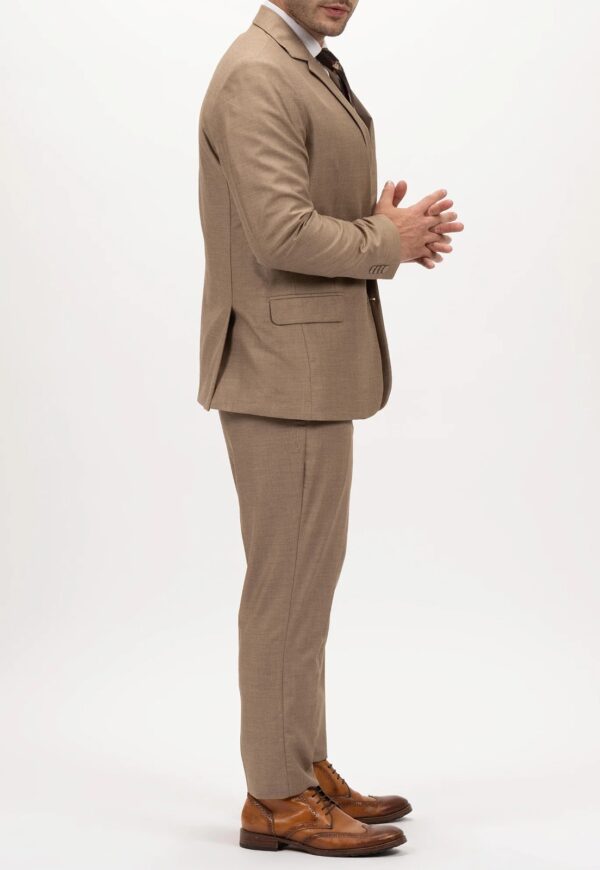 Terno Slim Masculino Gabardine Marrom Jordhan - Imagem 3