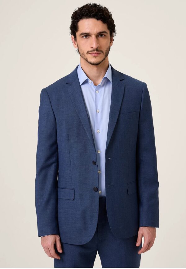Terno Slim Masculino Micro Mescla Melange Marinho Jordhan - Imagem 2