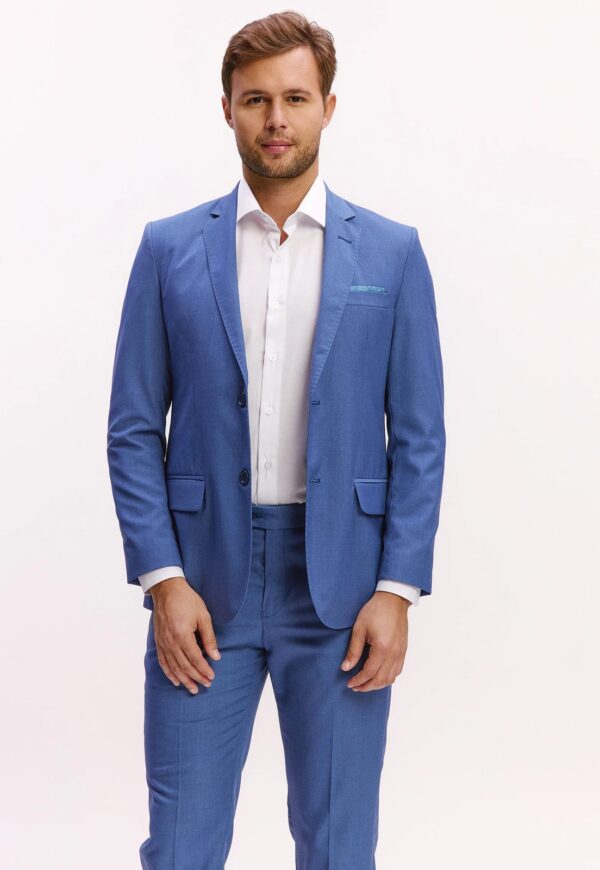 Terno Masculino Slim Poliviscose Denim Azul Claro Jordhan - Imagem 3