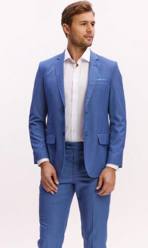 Terno Masculino Slim Poliviscose Denim Azul Claro Jordhan
