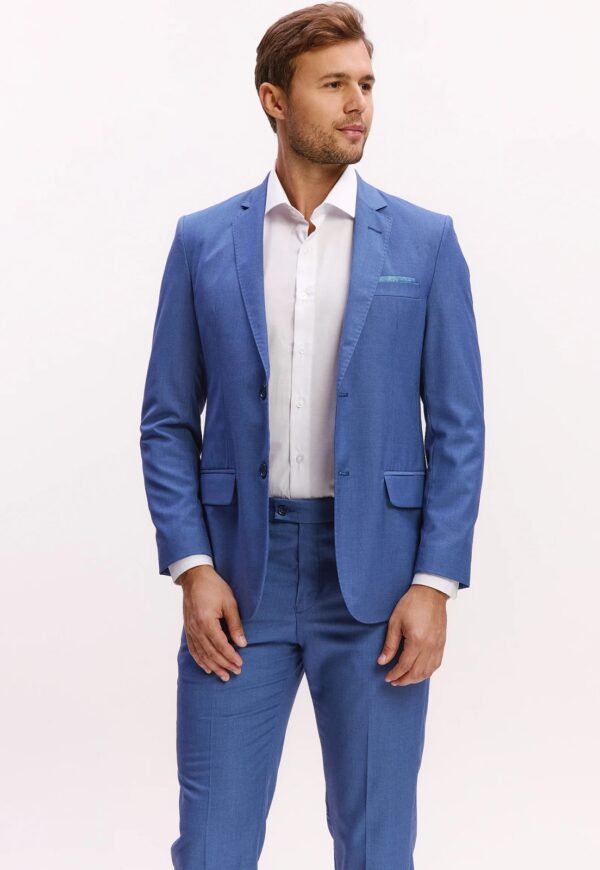 Terno Masculino Slim Poliviscose Denim Azul Claro Jordhan