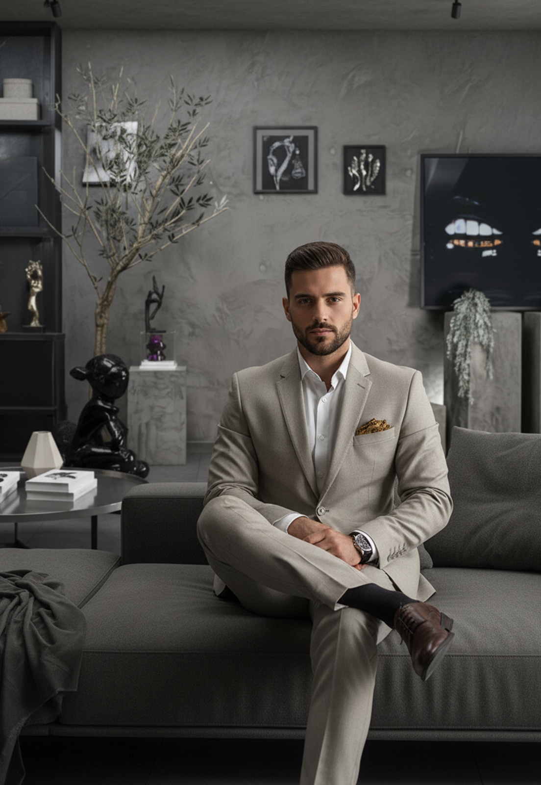 Jordhan Alta Costura Poliviscose Bege | Terno Masculino Premium