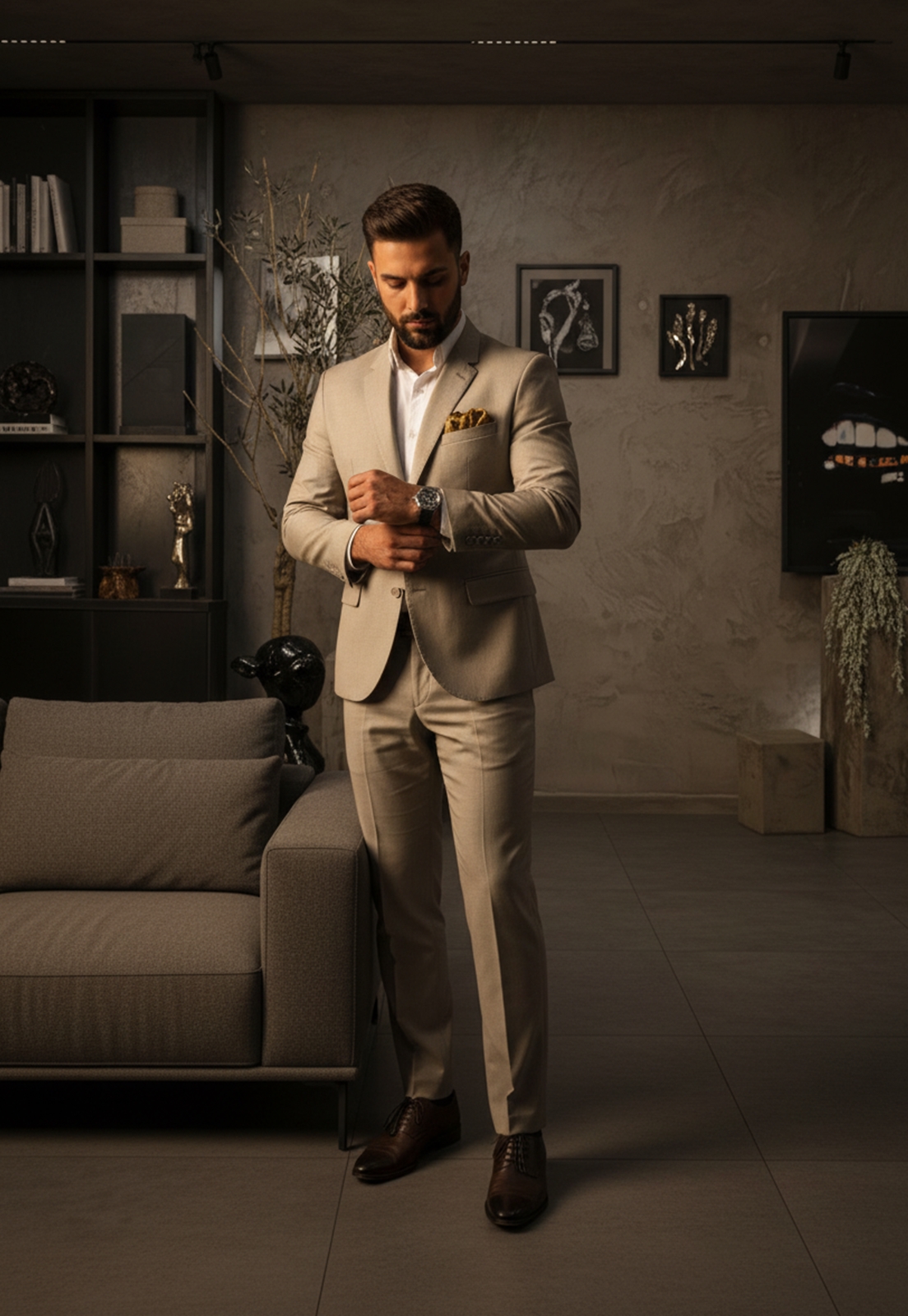 Jordhan Alta Costura Poliviscose Bege | Terno Masculino Premium - Imagem 4