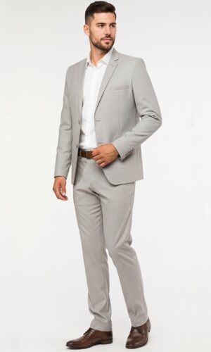 Jordhan Alta Costura Poliviscose Cinza Metálico | Terno Masculino Alfaiataria Premium