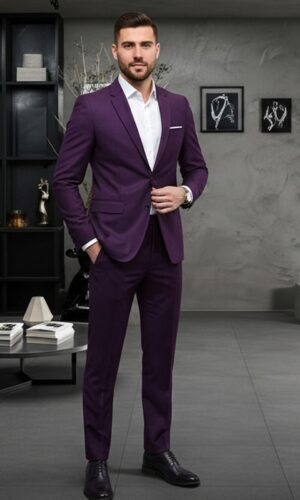 Jordhan Alta Costura Poliviscose Roxo Imperial | Terno Masculino Alfaiataria Premium